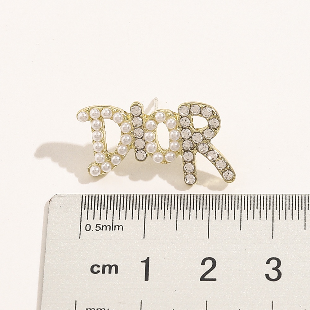 Khuyên Tai Tròn Bằng Thép Titan In Logo Dior Thời Trang Cho Nữ