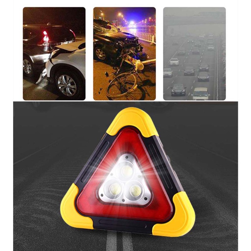 LIDU Multi Function Triangle Warning Sign Car LED Work light Road Safety Emergency