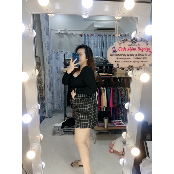 CHÂN VÁY A KẺ ĐEN / CARO ĐEN BIGSIZE LINH MÓM