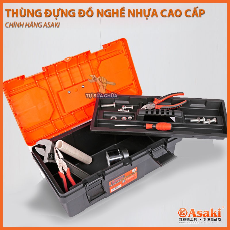 Thùng đựng đồ nghề nhựa PP cao cấp chính hãng Asaki siêu bền - Hộp đựng dụng cụ