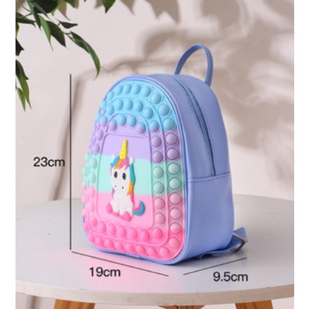 Balo silicon cho bé Unicorn Đồ chơi cho bé nắn bóp bong bóng hỗ trợ giảm căng thẳng giảm stress Pop it Fidget
