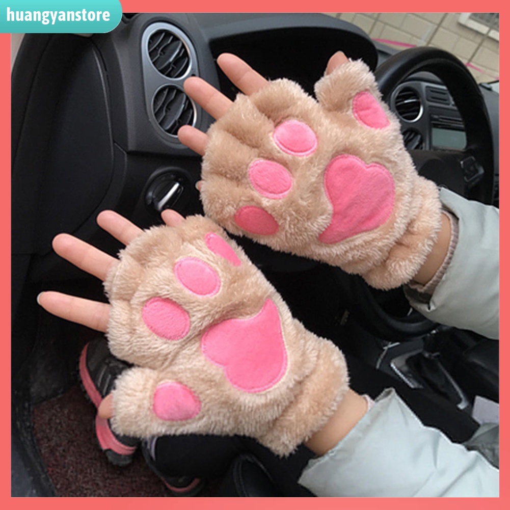 HY| Găng tay nửa ngón hình móng vuốt gấu đáng yêu cho nữ