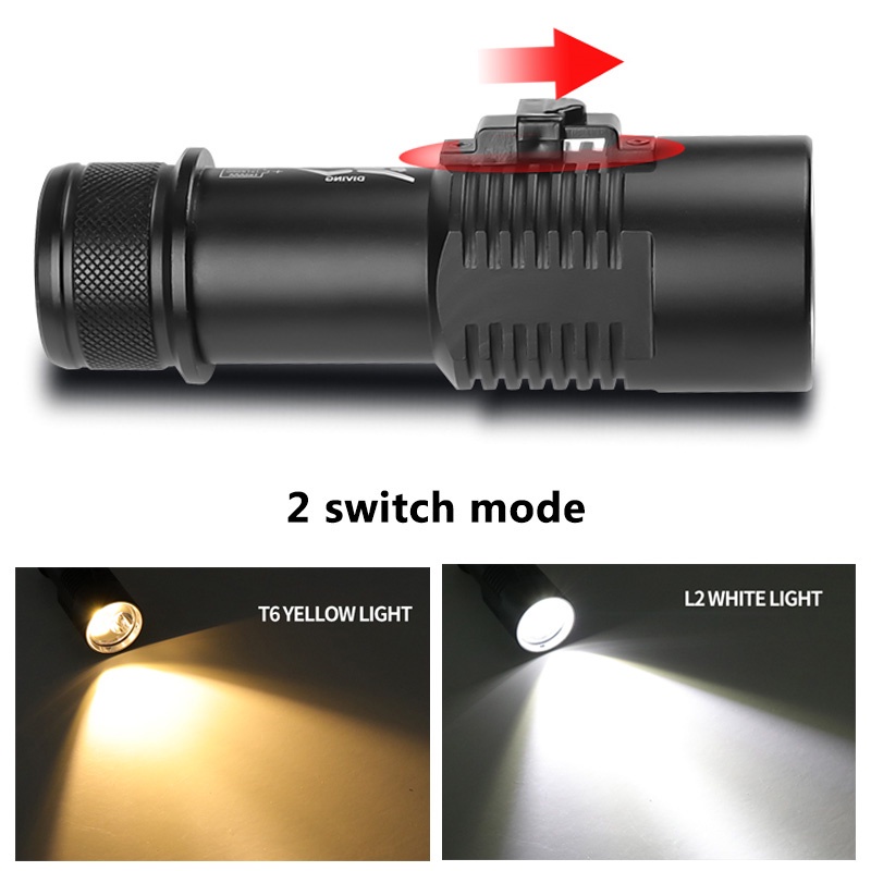 Đèn Pin Lặn Siêu Sáng XHP70.2 LED IPX8 Chống Thấm Nước Pin 18650 Hoặc 26650