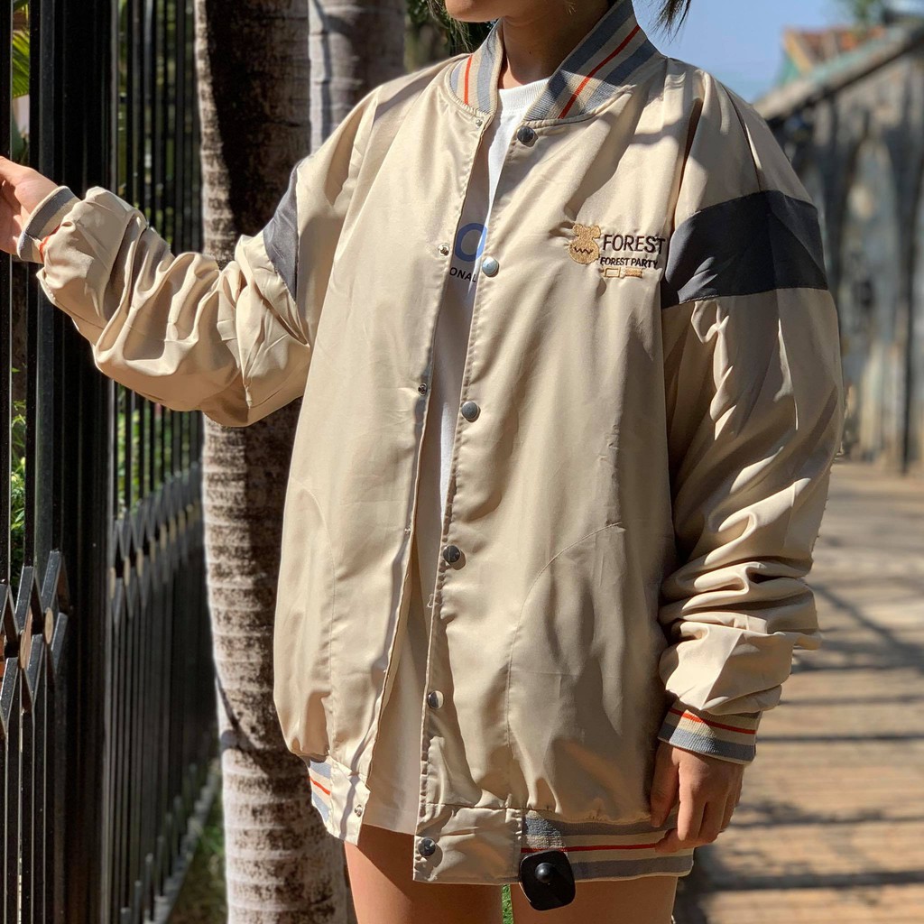 Áo bomber dù 2 lớp FOREST áo bóng chày form nam nữ oversize Unisex - GIN STORE