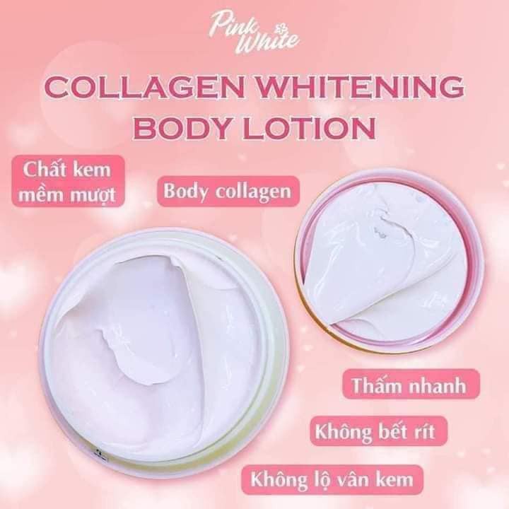 Kem Trắng Da Body Pink White Collagen 150g Cung Cấp Collagen Giúp Tái Tạo Da Trắng Mịn, Sáng Hồng