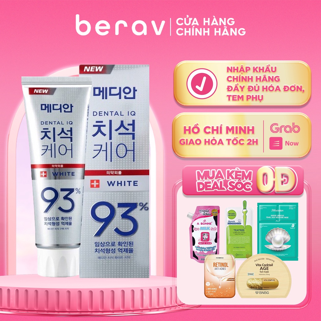 [TRẮNG] Kem Đánh Răng Median Giúp Trắng Răng, Giảm Ố Vàng, Sạch Mảng Bám Hương Trà Xanh Dental IQ 93% Breath Care 120g