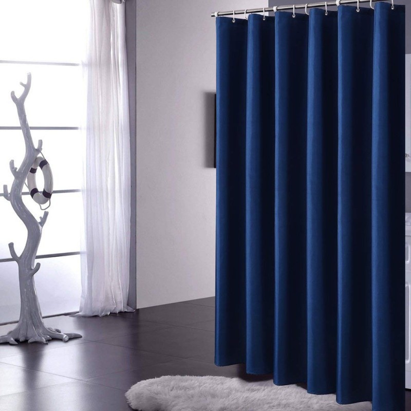 Rèm tắm phòng tắm màu xanh đậm | Đen trắng xám xanh | Rèm tắm màu rắn | Vải polyester dày | Rèm tắm không thấm nước cho phòng tắm
