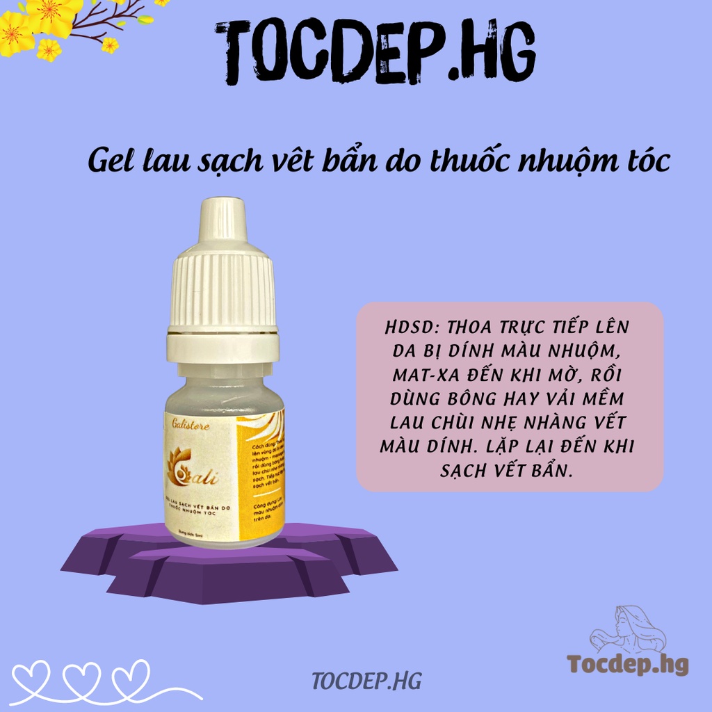 Dung dịch tẩy thuốc nhuộm tóc dính vào da đầu, cơ thể an toànGel lau chùi làm sạch vết bẩn do màu nhuộm tóc Tocdep.hg