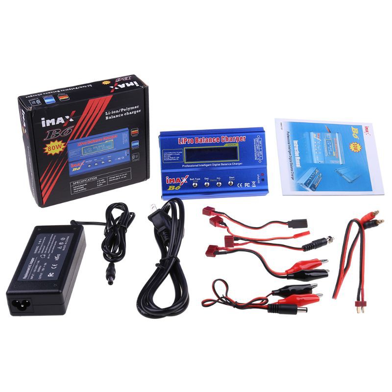 Bộ Sạc Cân Bằng Lipo Imax B6 80w Pin Lipo Nimh Li-Ion Ni-Cd Rc Imax B6 Kèm Phụ Kiện 15v 6a