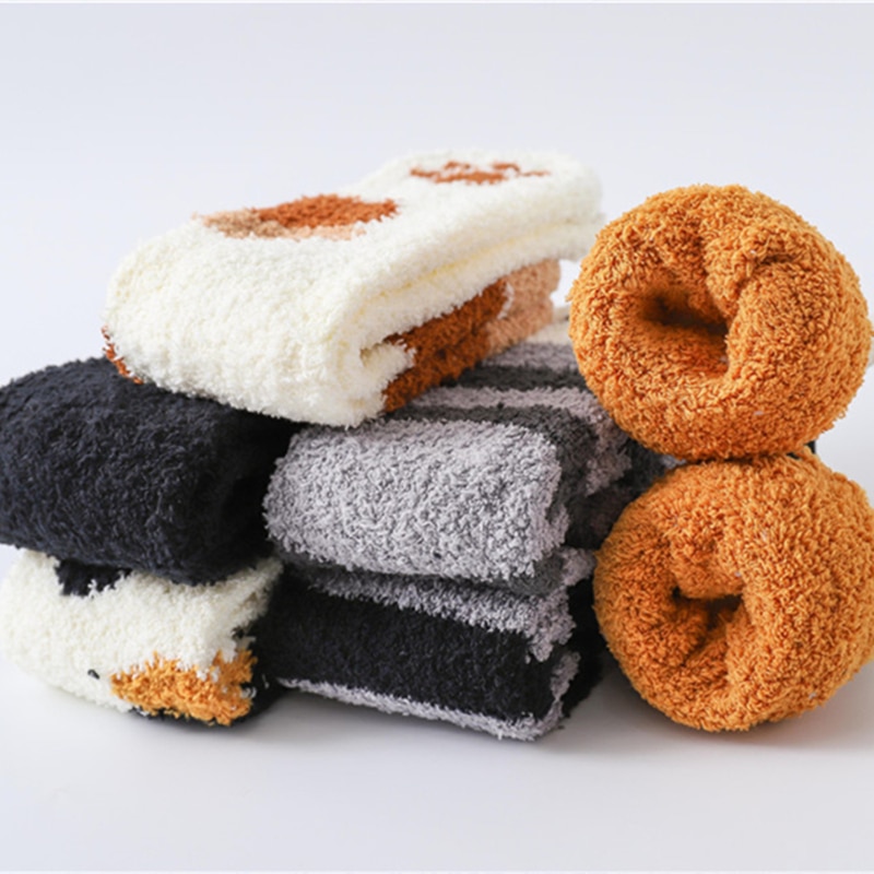 Vớ cotton giữ ấm họa tiết chân mèo dễ thương
