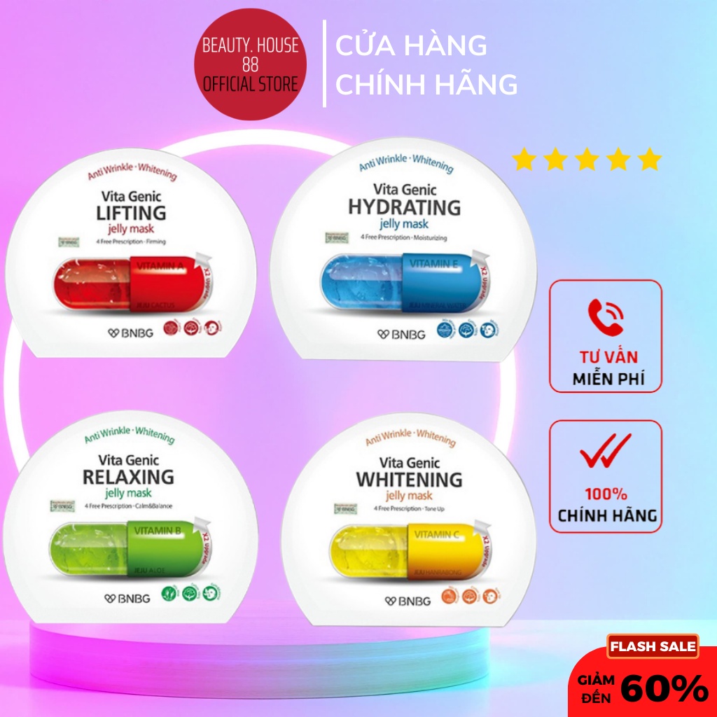 Hộp 10 Mặt nạ BNBG Jelly Mask mẫu mới thêm 2 dưỡng chất