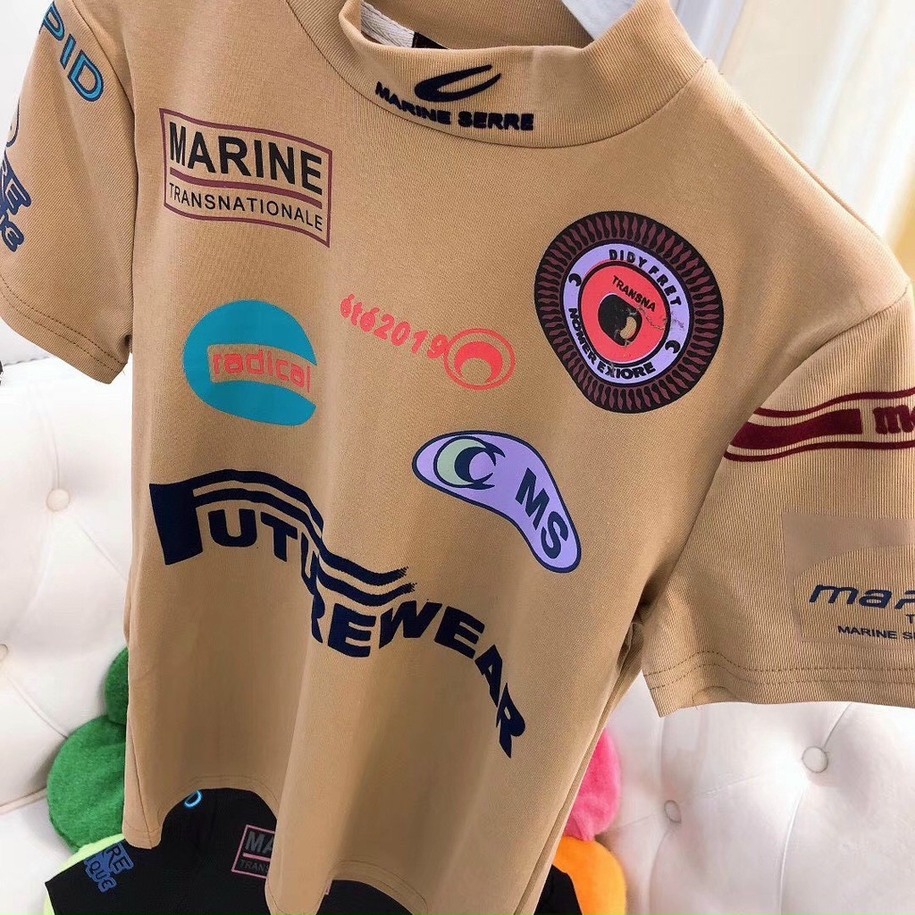 áo kiểu tay ngắn cổ lọ in hình thù cá tính na