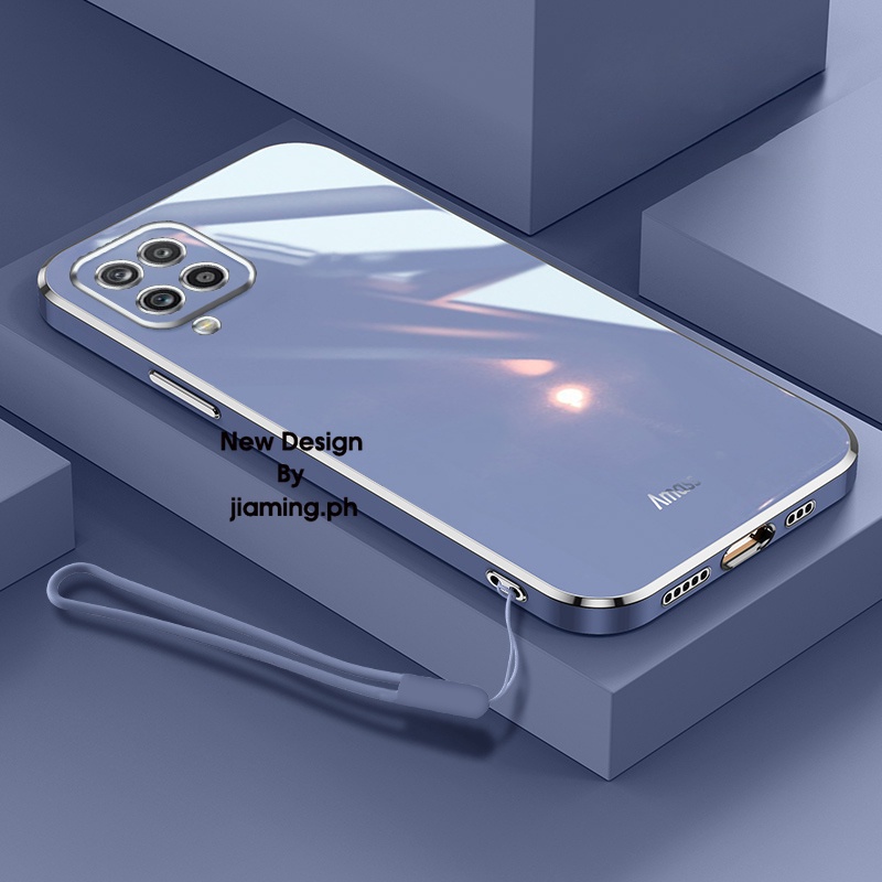 Ốp Điện Thoại Mềm Màu Kẹo Thiết Kế Sang Trọng Có Dây Đeo Cho Samsung Galaxy A12 5G M12 2022