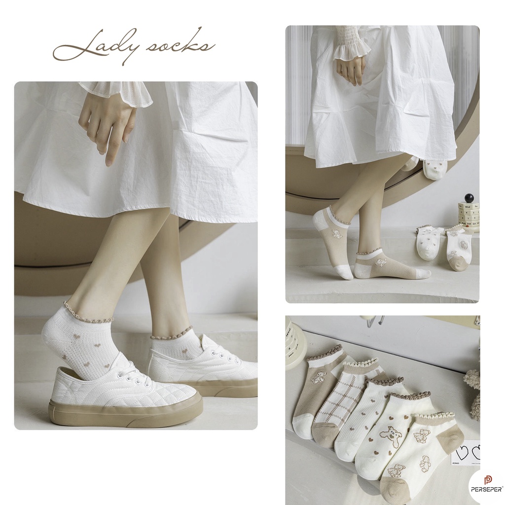 Tất cổ ngắn nữ, vớ nữ cổ bèo chất vải cotton co giãn bốn chiều thoáng khí - Cherry Shop