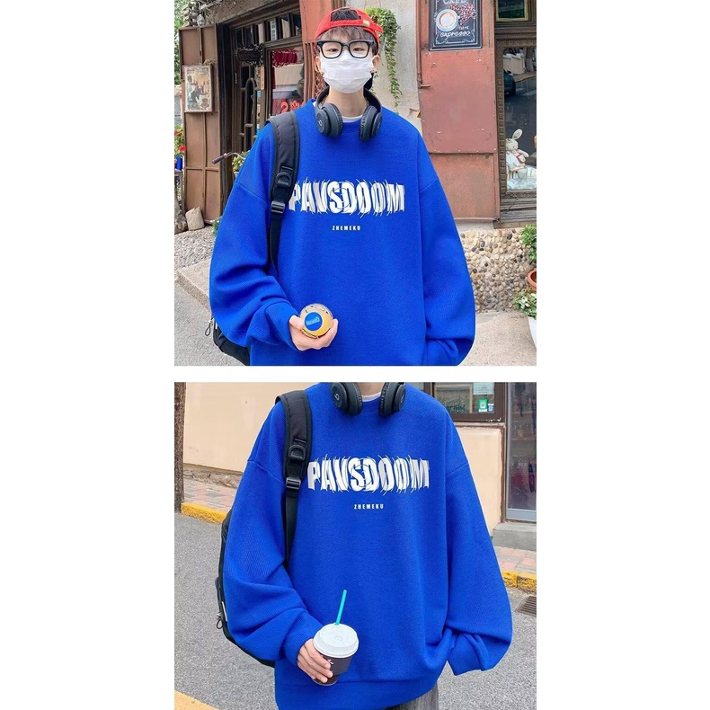 Áo Hoodie Nam Cổ Tròn Dài Tay Dáng Rộng Phong Cách Âu Mỹ