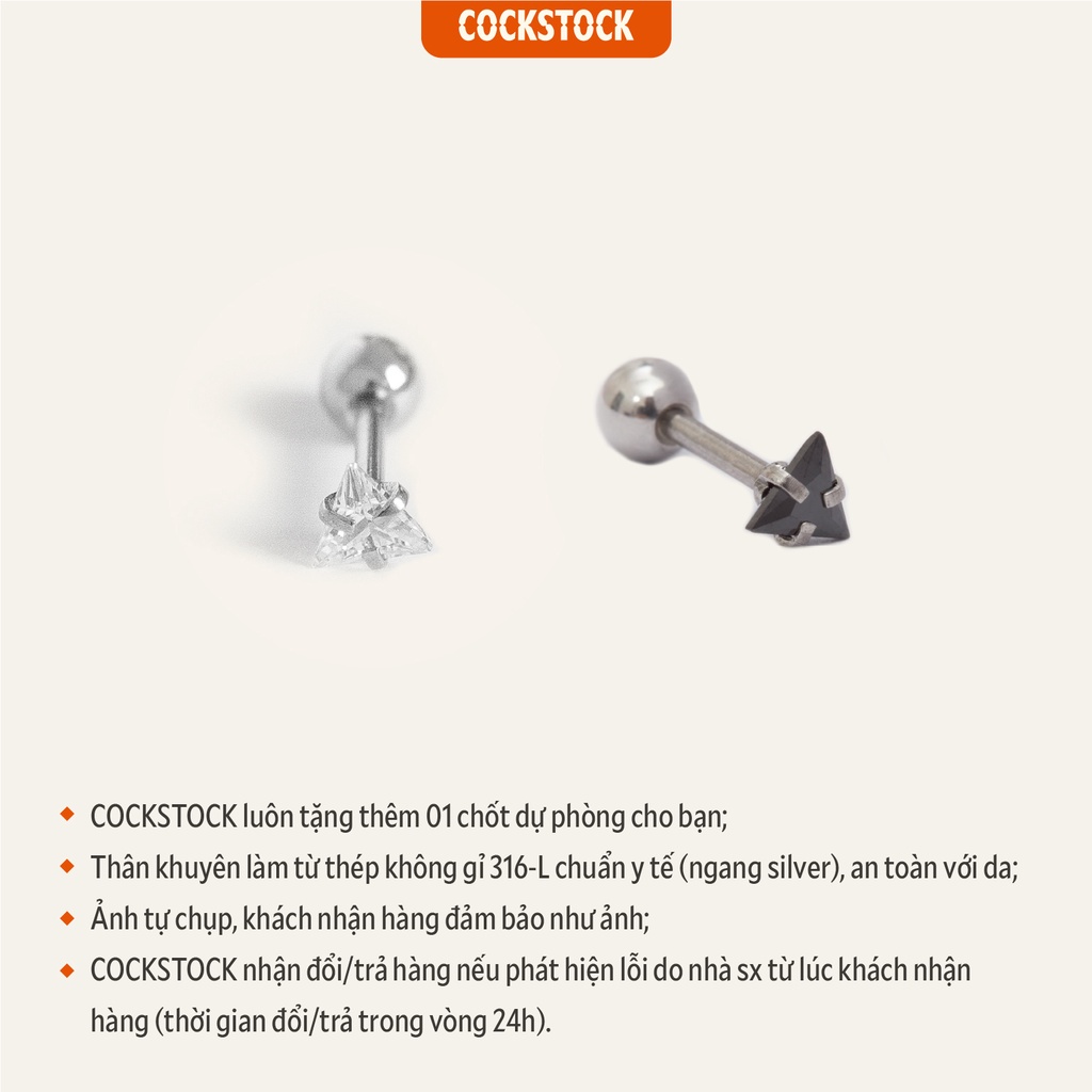 Khuyên tai đá Triangle Diamond CockStock