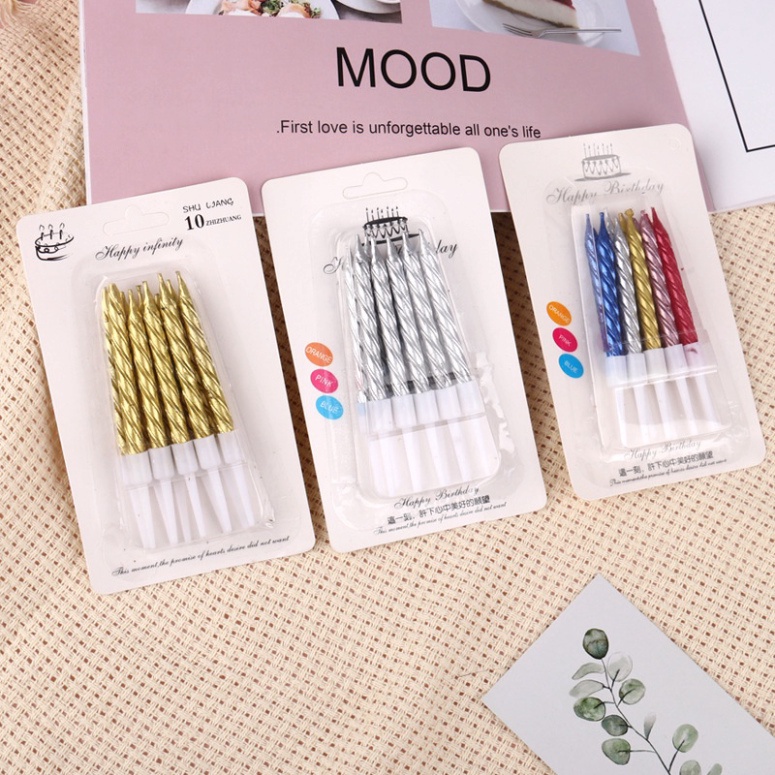 Nến nhũ sinh nhật  Nến xoắn nhũ kim tuyến - Đồ làm bánh