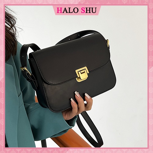 Túi xách nữ đeo chéo dây da dáng hộp đơn giản phù hợp đi chơi HaLo Shu mã DD001