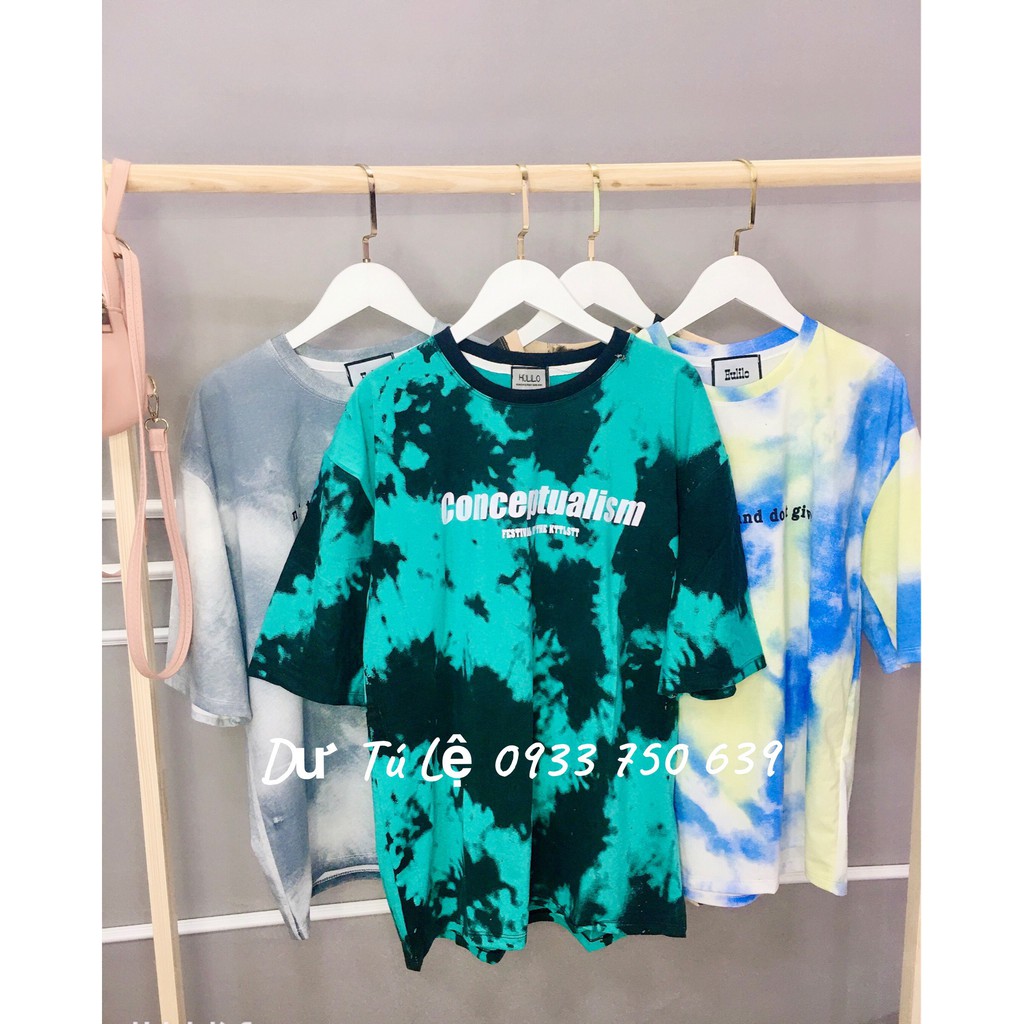 MS83 Áo thun nữ tay lỡ loan màu tiedye unisex size m,l oversize tay lỡ form rộng cotton DƯ TÚ LỆ