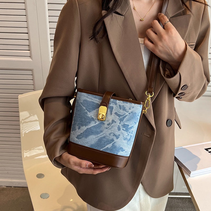 Túi Đeo Chéo Màu Sắc Tương Phản Thời Trang Cho Nữ