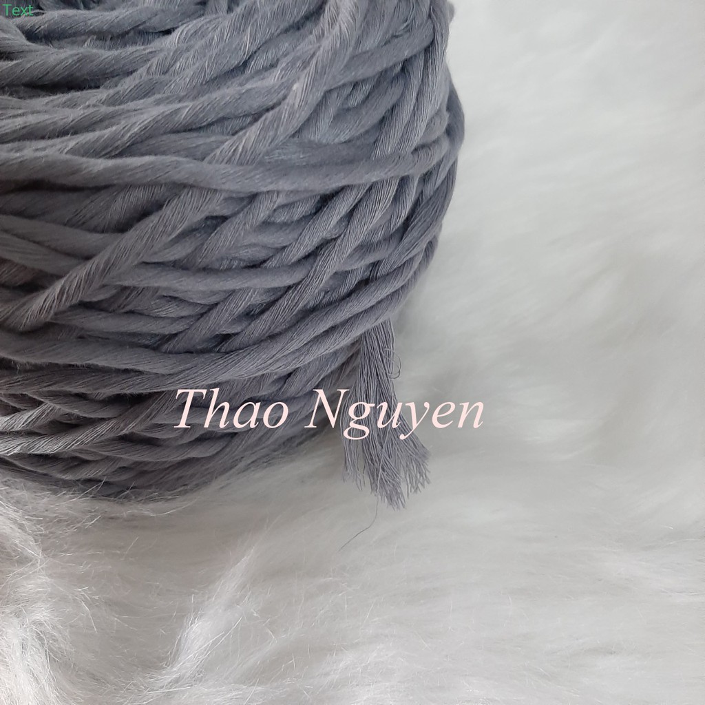 ( ẢNH THẬT )Dây thừng se macrame , dây cotton màu XÁM .( 3mm và 5mm)