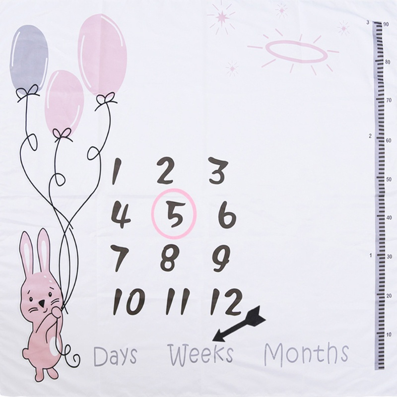 1 Set Chăn Đánh Dấu Cột Mốc Phát Triển Theo Tháng Làm Phông Nền Chụp Ảnh In Họa Tiết Hoạ