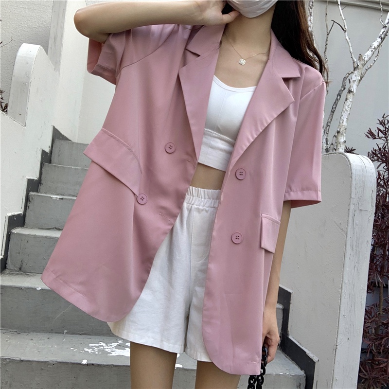 Đen Áo Khoác Vest Tay Ngắn Thiết Kế Thanh Lịch Cho Nữ | BigBuy360 - bigbuy360.vn