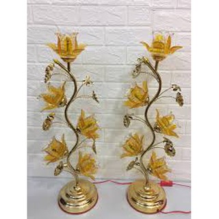 ĐÈN THỜ CÁO CẤP 5 BÔNG 75 CM HOA THỦY TINH PHA LÊ