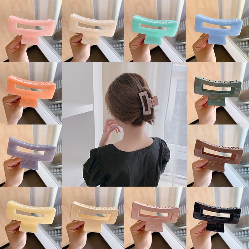Korean Candy Color Claw Clips Simple Fashion Hair Clips Hollow Girls Acrylic Hairpin Women Accessories