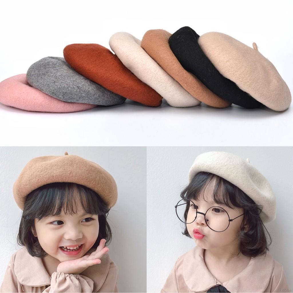 Nón Beret Màu Trơn Hợp Thời Trang Cho Bé Gái