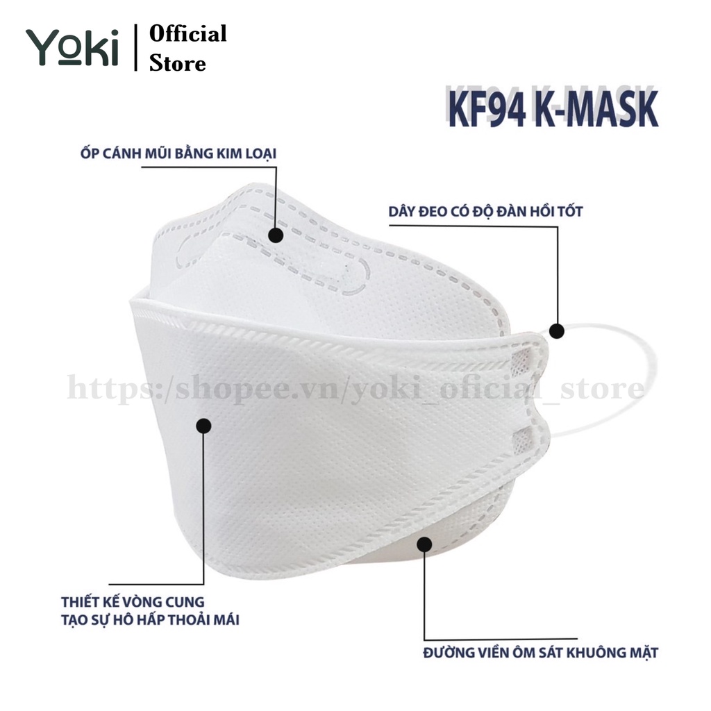 Khẩu trang Trẻ em 4D Yoki KF94 Túi 6 cái 4 lớp kháng khuẩn chống bụi mịn