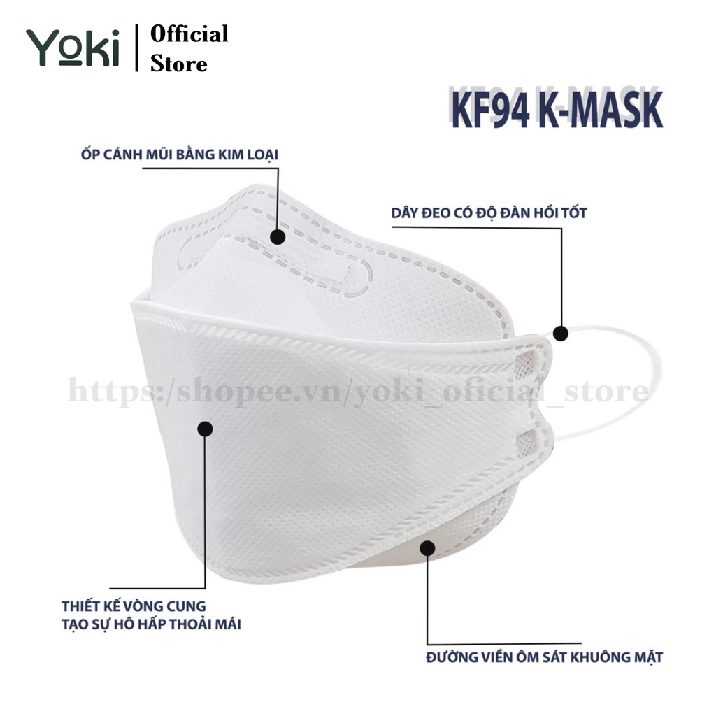 Thùng 50 túi Khẩu trang 4D Yoki KF94 4 lớp kháng khuẩn chống bụi mịn PM2.5