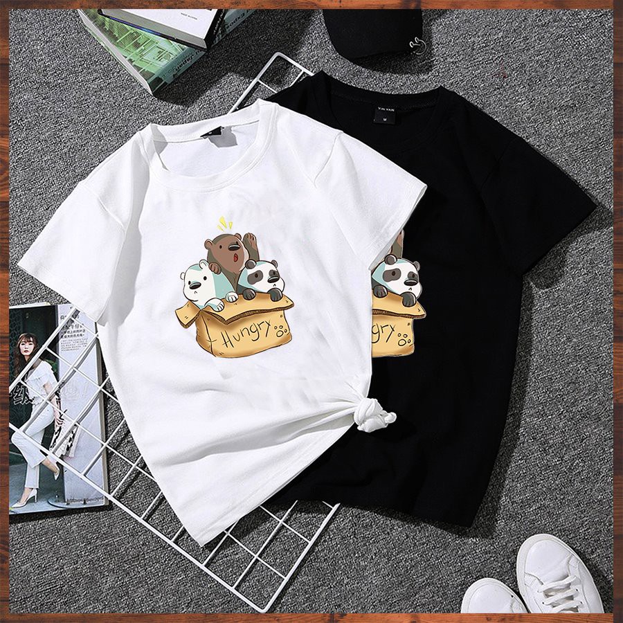 Áo thun tay lỡ form rộng in 3 chú gấu dễ thương vải dày mịn 2020TN1032