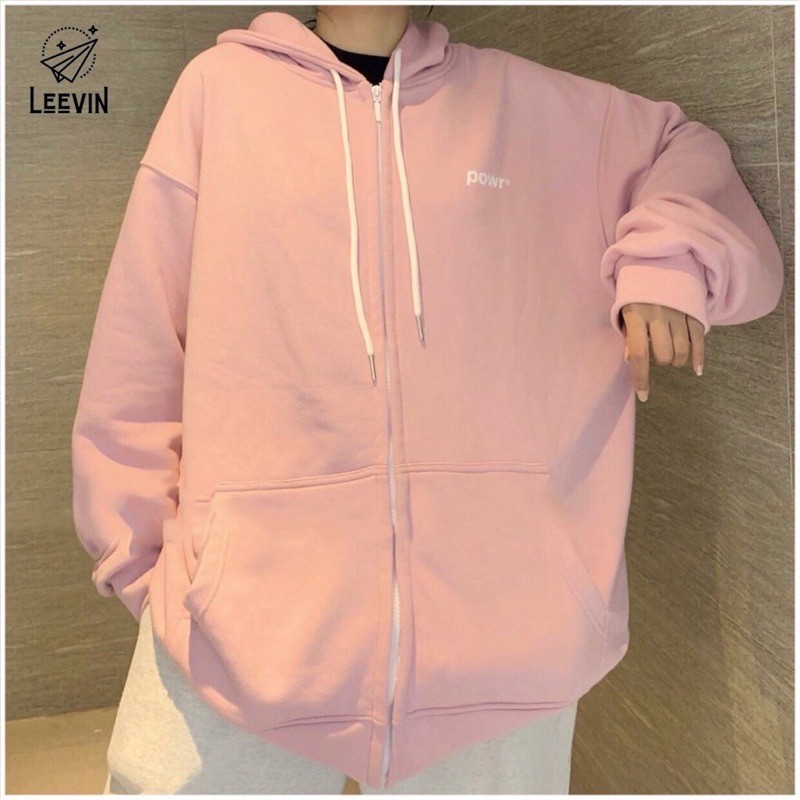 Áo khoác nữ fomr rộng Hàn Quốc, áo hoodie nữ form rộng có dây kéo đi học | BigBuy360 - bigbuy360.vn