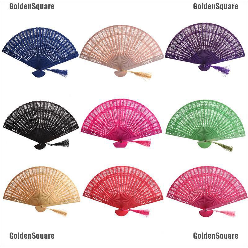 Quạt Xếp Cầm Tay Bằng Gỗ Tre Khắc Họa Tiết Phong Cách Trung Hoa Độc Đáo Thời Trang