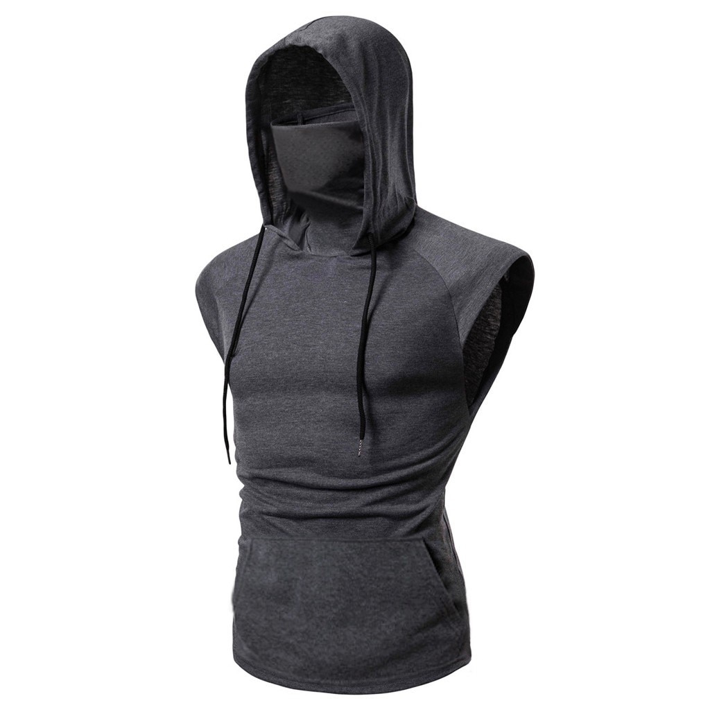 Áo Hoodie Không Tay In Hình Cơ Thể Người Tập Gym Cho Nam