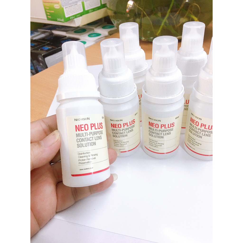 Nước ngâm lens Neo Plus 60ml, nước rửa kính áp tròng chính hãng Hàn Quốc Neo Plus.