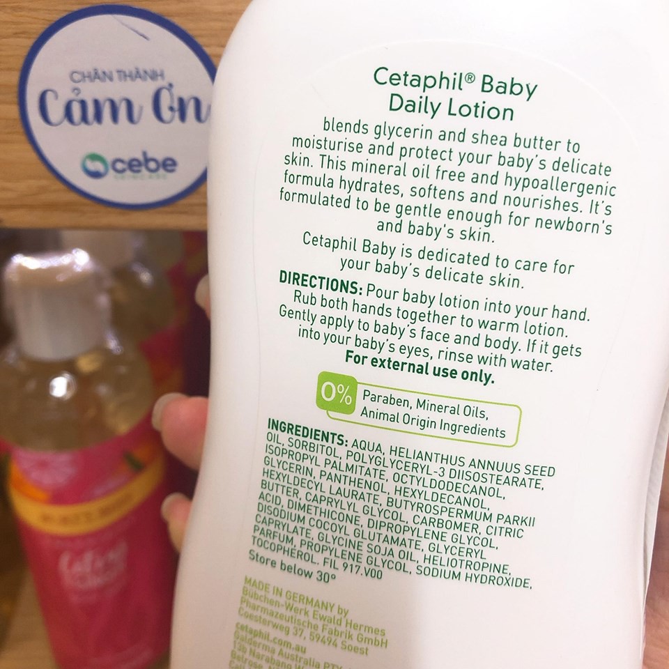 Kem dưỡng cho bé Cetaphil Baby Daily Lotion Face &amp; Body (400mL)