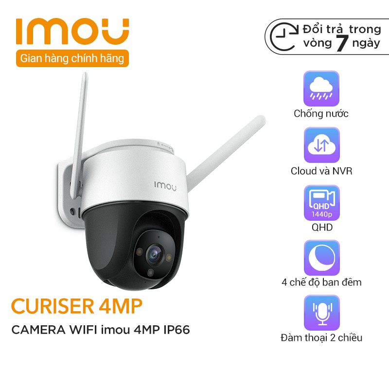 Camera Wifi IP Imou Cruiser QHD 4MP Chống Nước IP66, Điểm Yêu Thích, Đàm Thoại 2 Chiều Báo Động, Wifi Hotspot - BH 2 Năm | WebRaoVat - webraovat.net.vn