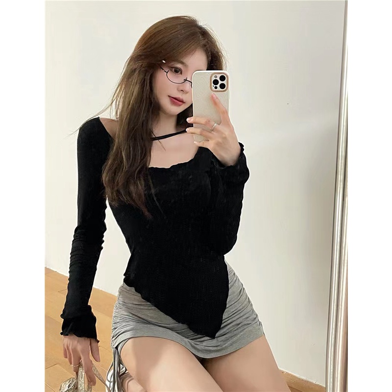 Áo Thun Tay Dài Dáng Ôm Sát Thiết Kế Độc Đáo Sành Điệu Thời Trang Cho Nữ | BigBuy360 - bigbuy360.vn