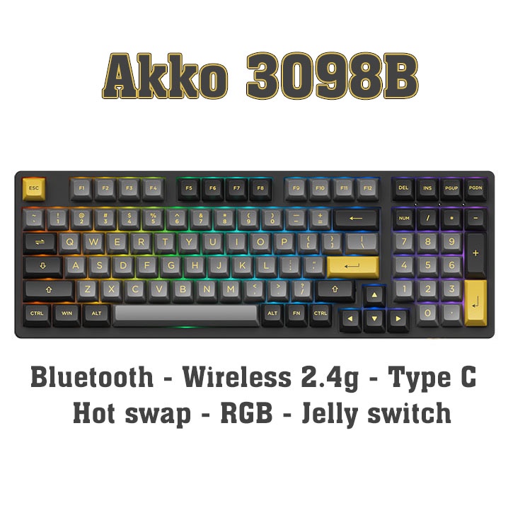 [Chính hãng]Bàn phím cơ AKKO 3098B Bluetooth | Wireless 2.4g | Type C | RGB | Hot swap