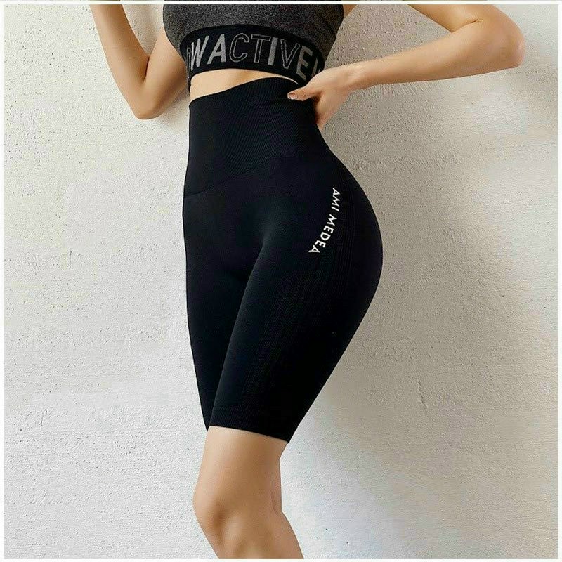 Quần ngố tập gym yoga nữ lưng cao chất dệt kim co giãn 4 chiều ( Quần ngố Ami Q09)