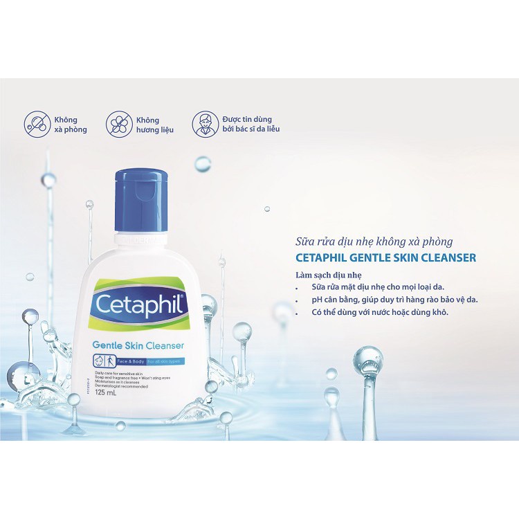 Sữa rửa mặt Cetaphil Gentle Skin Cleaner làm sạch da mọt cách an toàn chai 125ml