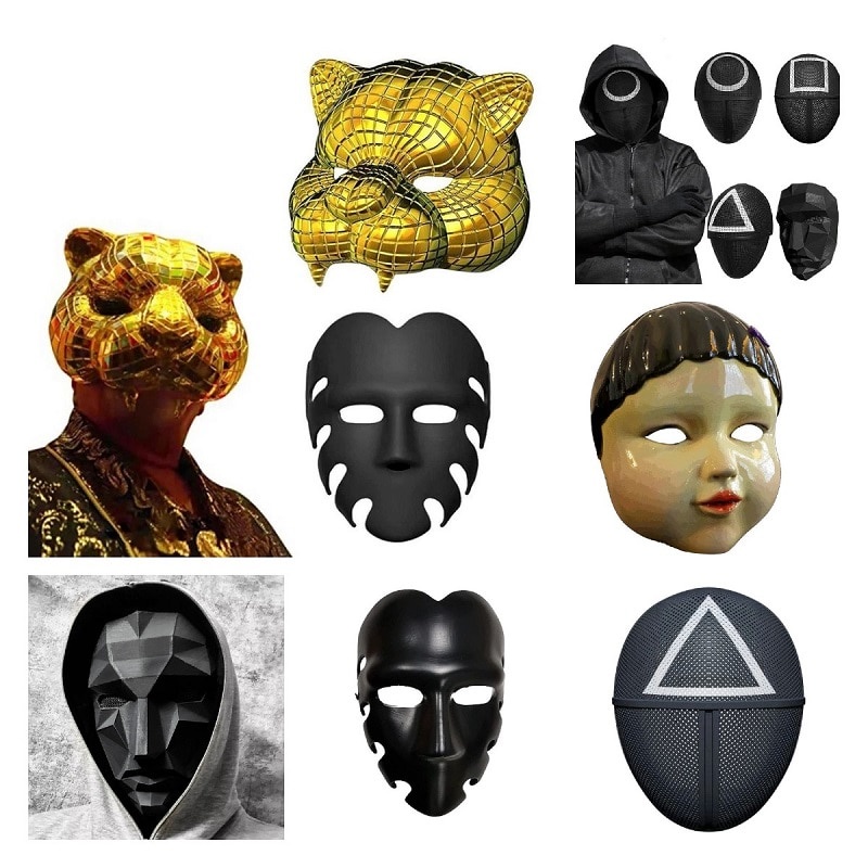 Mặt nạ hóa trang Halloween màu đen phong cách Hàn Quốc