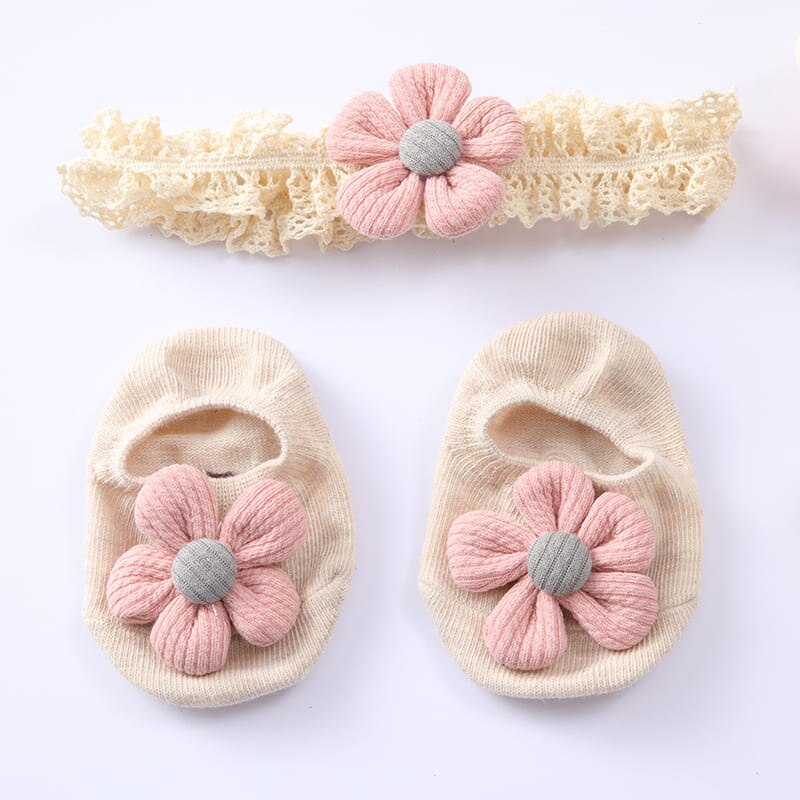 Set 2 Băng Đô Ren Hoa Mềm Mại Chống Trượt Kiểu Công Chúa Dành Cho Bé Tập Đi