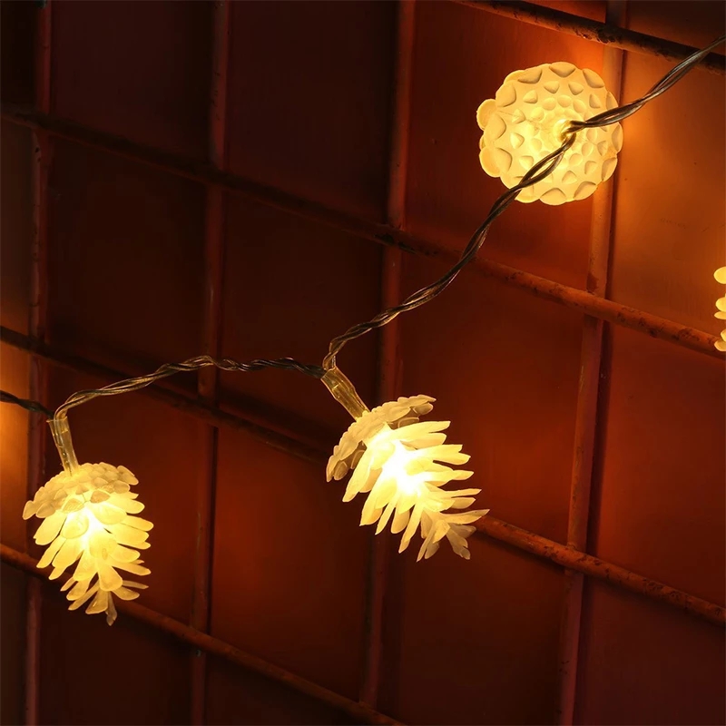 Christmas PVC Pine Cones LED Fairy String Lights/Festival Wedding Party Garden Patio Decor/Xmas Outdoor Home Luminaria Decoration Lamp