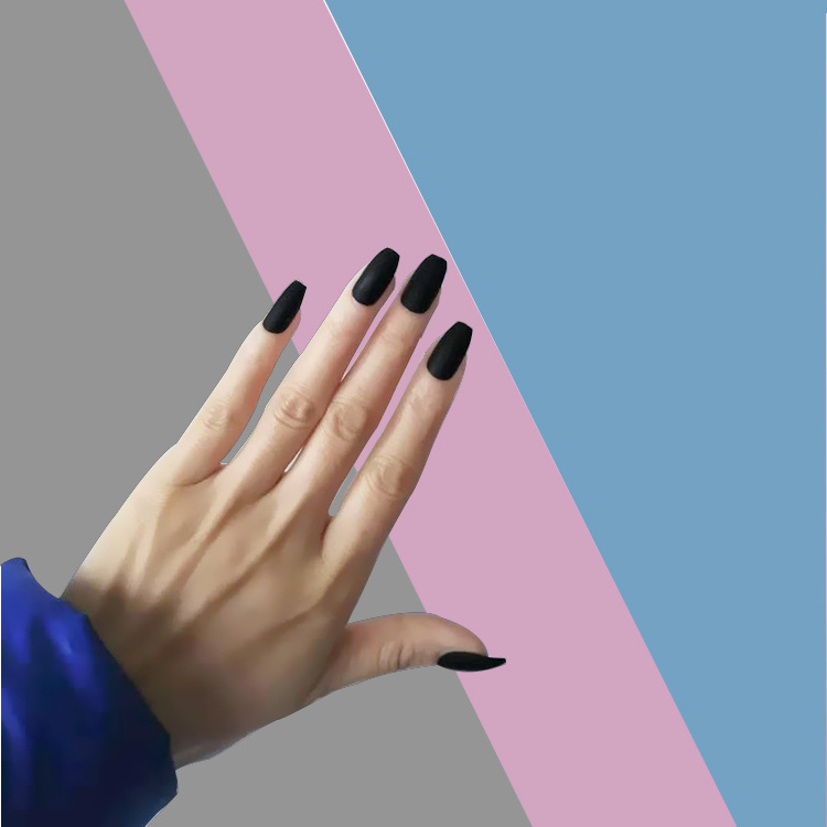 [Hàng mới về] Bộ 24 cái móng tay giả trang trí màu đen