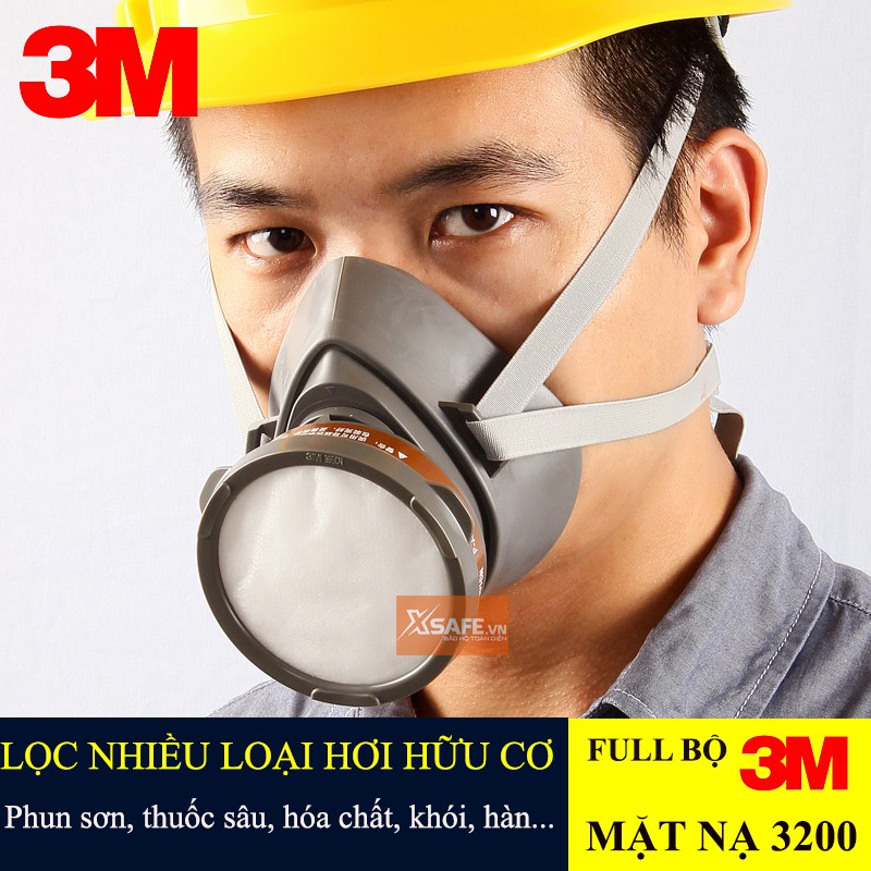 Bộ mặt nạ phòng độc 3M 3200-3301K-7711-385 (4 món) - Mặt nạ chống độc, bụi - Dùng phun sơn, phun xịt hóa chất