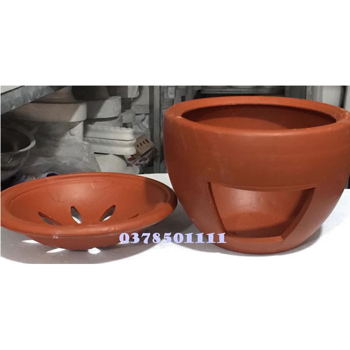 Bộ bếp xông đốt bồ kết gốm Bát Tràng loại 1