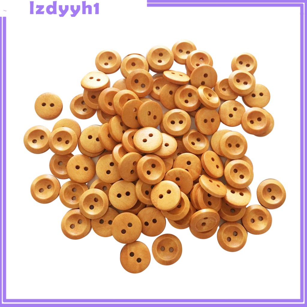 Set 100 Nút Gỗ Tròn 2 Lỗ Sơn Màu Sắc Tự Nhiên Trang Trí Quần Áo JoyDIY